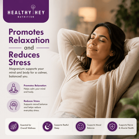 HealthyHey Nutrition Minerals Magnesium Glycinate High Absorption Chelated for Sleep, Cramps, & Nerves Health -550mg
