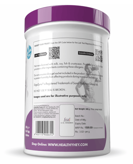 HealthyHey Nutrition Powder 100% Egg White Protein - Instant Mix - 80% Protein - Non GMO & Lactose Free