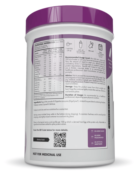 HealthyHey Nutrition Powder 100% Egg White Protein Low in Purine - Instant Mix - 80% Protein - Non GMO & Lactose Free