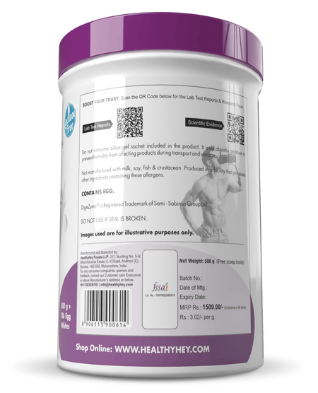 HealthyHey Nutrition Powder 100% Egg White Protein Low in Purine - Instant Mix - 80% Protein - Non GMO & Lactose Free