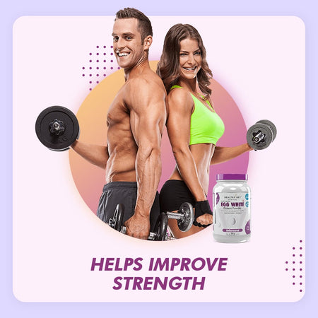 HealthyHey Nutrition Powder 100% Egg White Protein Low in Purine - Instant Mix - 80% Protein - Non GMO & Lactose Free