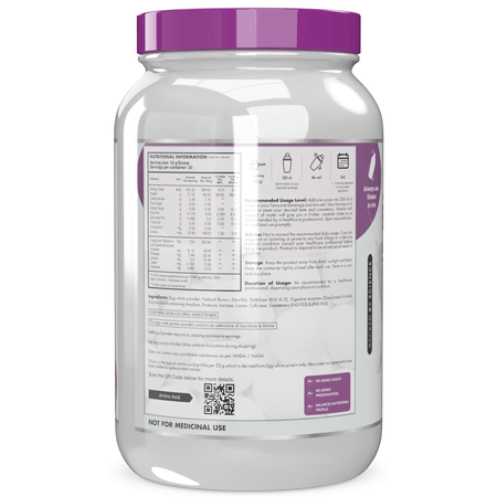 HealthyHey Nutrition Powder 100% Egg White Protein Low in Purine - Instant Mix - 80% Protein - Non GMO & Lactose Free