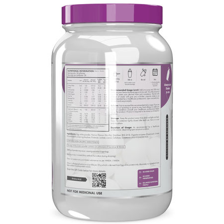 HealthyHey Nutrition Powder 100% Egg White Protein Low in Purine - Instant Mix - 80% Protein - Non GMO & Lactose Free