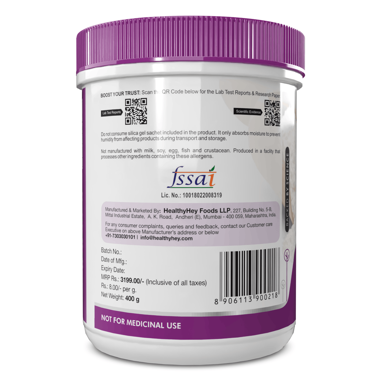 HealthyHey Nutrition Powder 100% Pure Myo Inositol Powder, Support Healthy ovarian function (Vitamin B8), 400gm pack