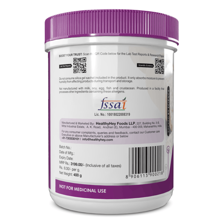 HealthyHey Nutrition Powder 100% Pure Myo Inositol Powder, Support Healthy ovarian function (Vitamin B8), 400gm pack