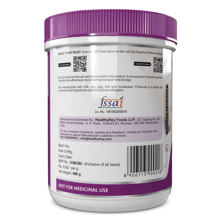 HealthyHey Nutrition Powder 100% Pure Myo Inositol Powder, Support Healthy ovarian function (Vitamin B8), 400gm pack