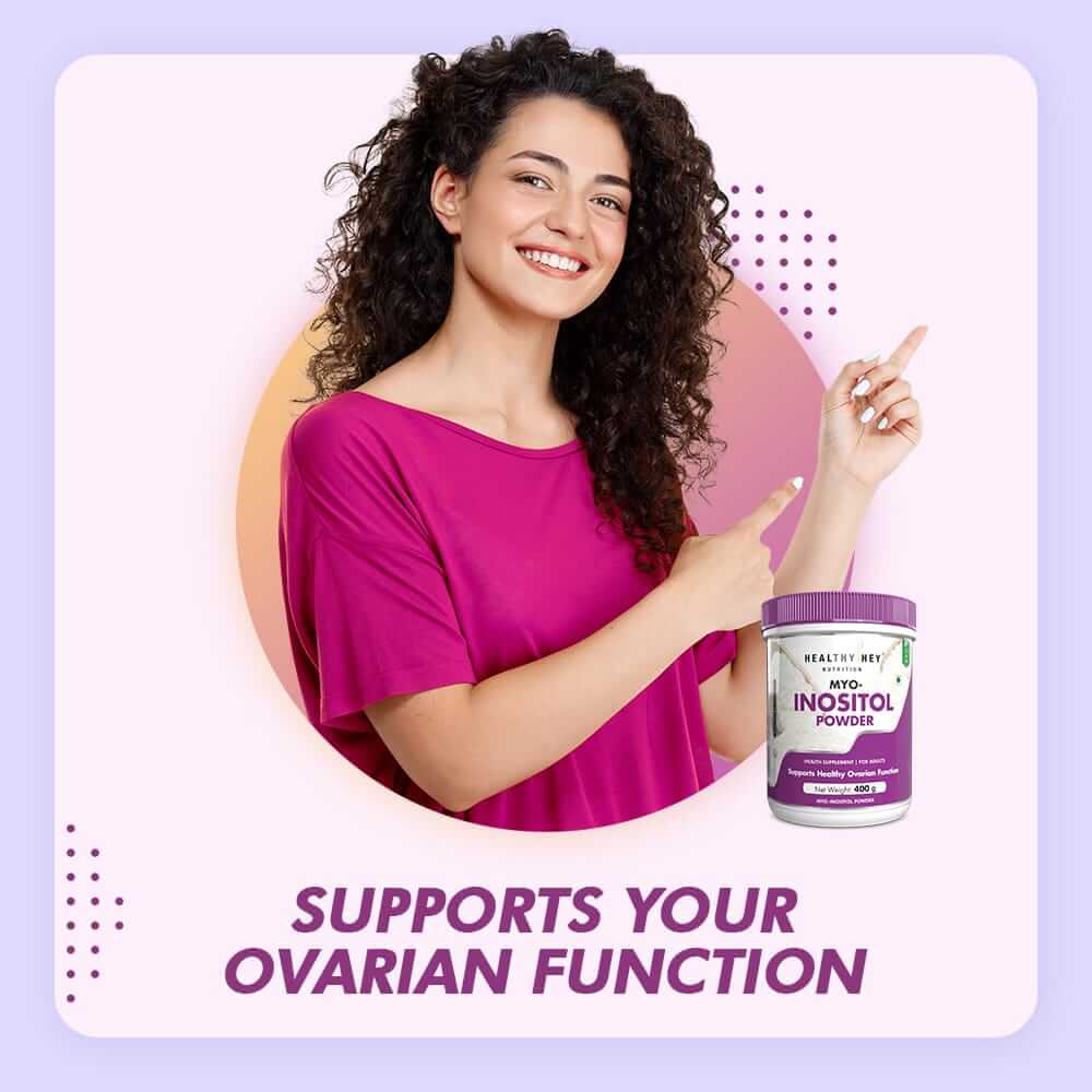 HealthyHey Nutrition Powder 100% Pure Myo Inositol Powder, Support Healthy ovarian function (Vitamin B8), 400gm pack