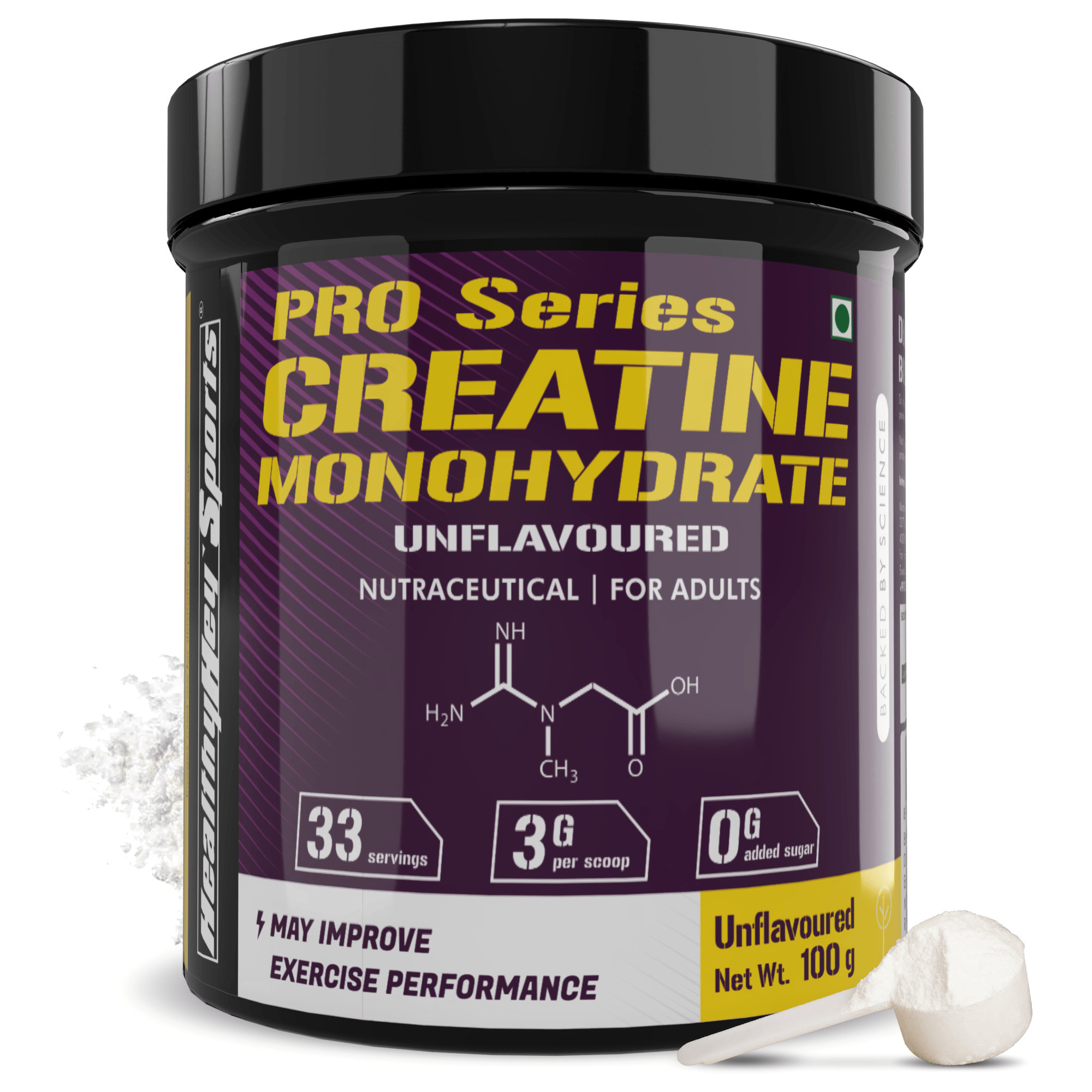 HealthyHey Nutrition Powder 100g Creatine Monohydrate, May Improve exercise performance - Premium Quality - For Muscle Growth