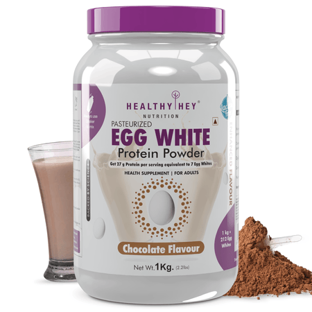 HealthyHey Nutrition Powder 1kg / Chocolate 100% Egg White Protein - Instant Mix - 80% Protein - Non GMO & Lactose Free