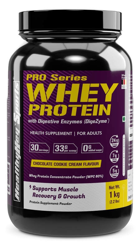 HealthyHey Nutrition Powder 1kg / Chocolate cookie cream Whey Protein Concentrate - 80% Protein with Digestive Enzymes