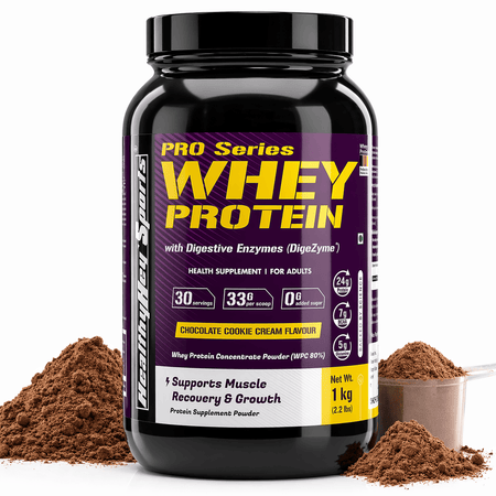 HealthyHey Nutrition Powder 1kg / Chocolate cookie cream Whey Protein Concentrate - 80% Protein with Digestive Enzymes