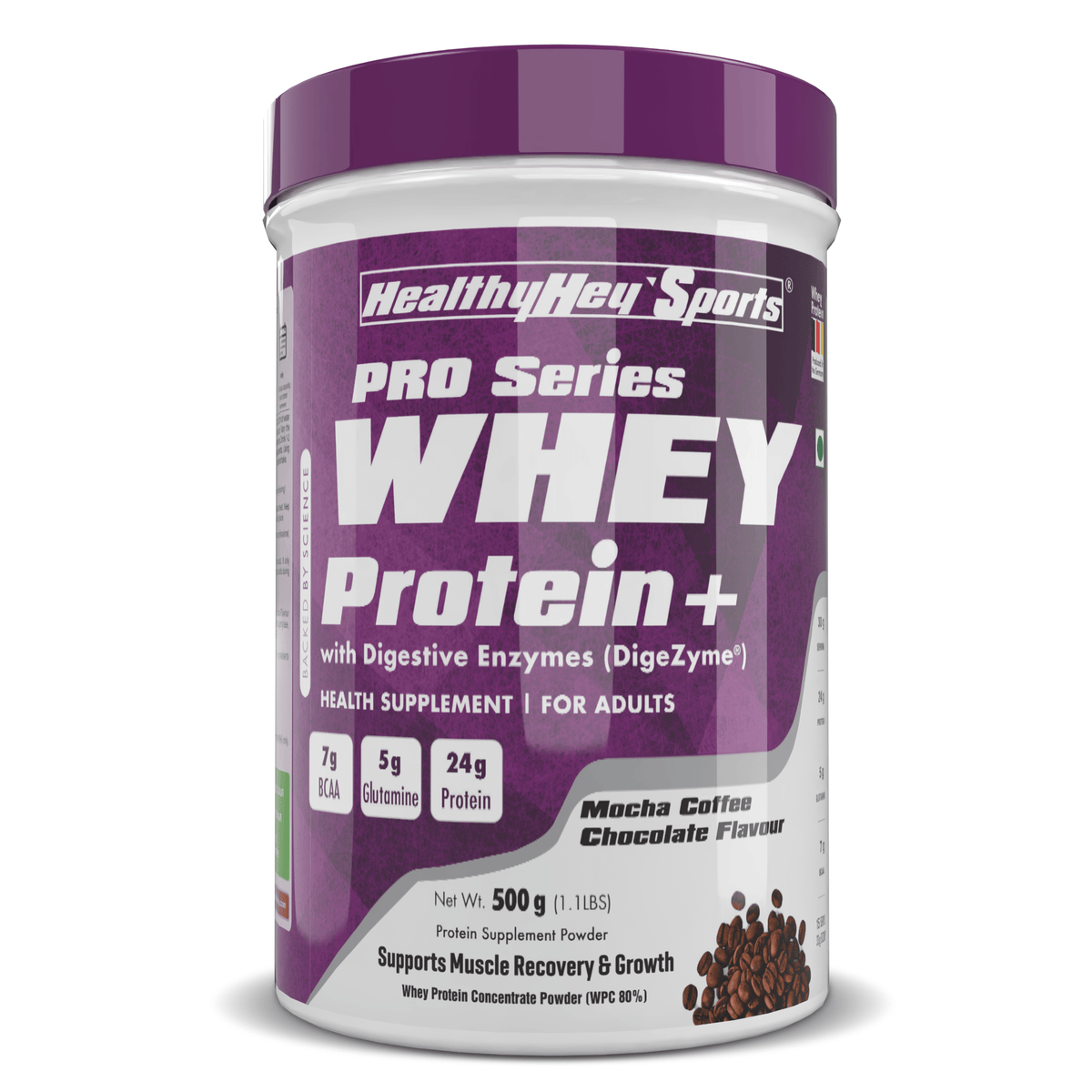 HealthyHey Nutrition Powder 500g / Mocha Coffee Chocolate Whey Protein Concentrate - 80% Protein with Digestive Enzymes