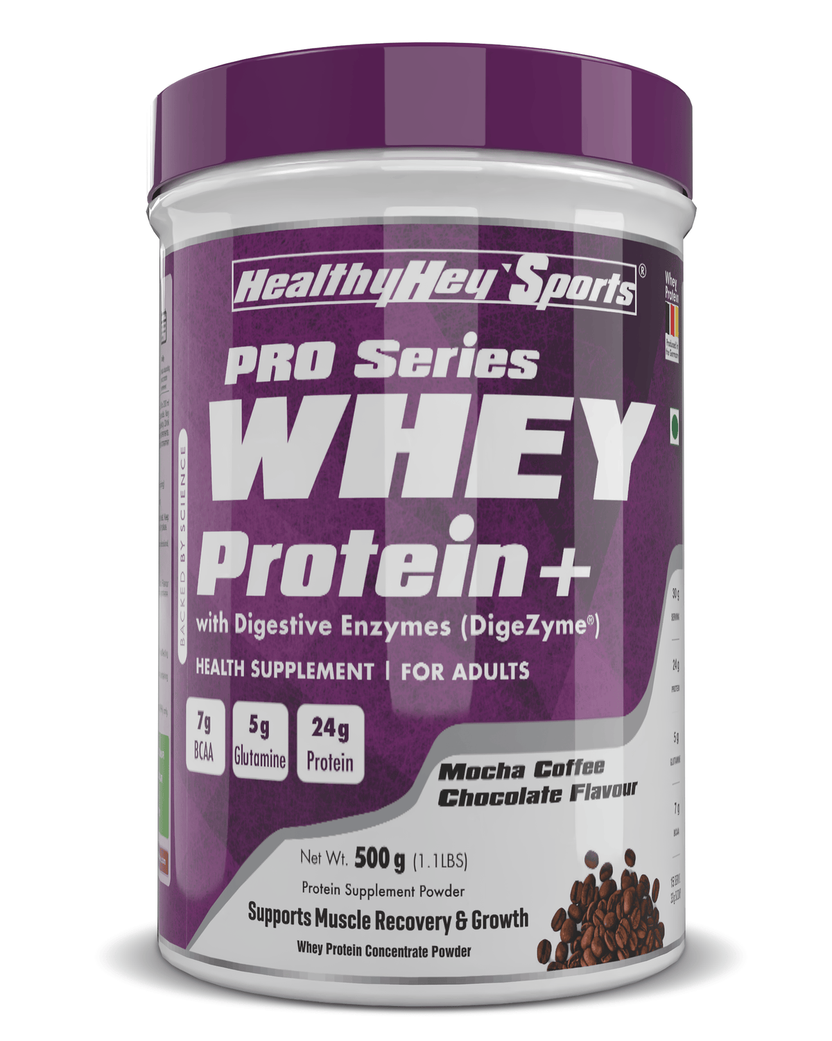 HealthyHey Nutrition Powder 500g / Mocha Coffee Chocolate Whey Protein Concentrate - 80% Protein with Digestive Enzymes