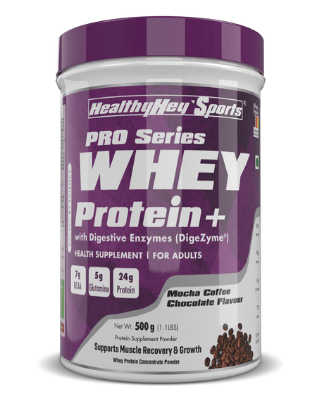 HealthyHey Nutrition Powder 500g / Mocha Coffee Chocolate Whey Protein Concentrate - 80% Protein with Digestive Enzymes