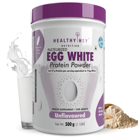 HealthyHey Nutrition Powder 500g / Unflavoured 100% Egg White Protein - Instant Mix - 80% Protein - Non GMO & Lactose Free
