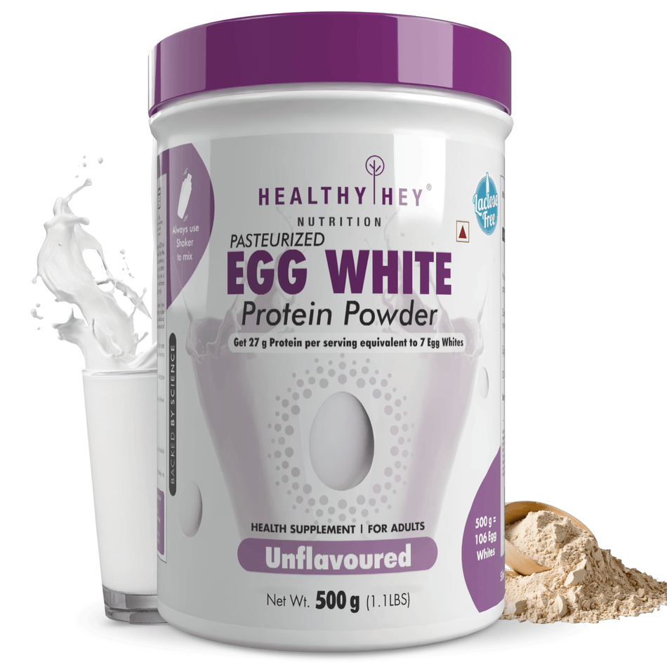 HealthyHey Nutrition Powder 500g / Unflavoured 100% Egg White Protein - Instant Mix - 80% Protein - Non GMO & Lactose Free