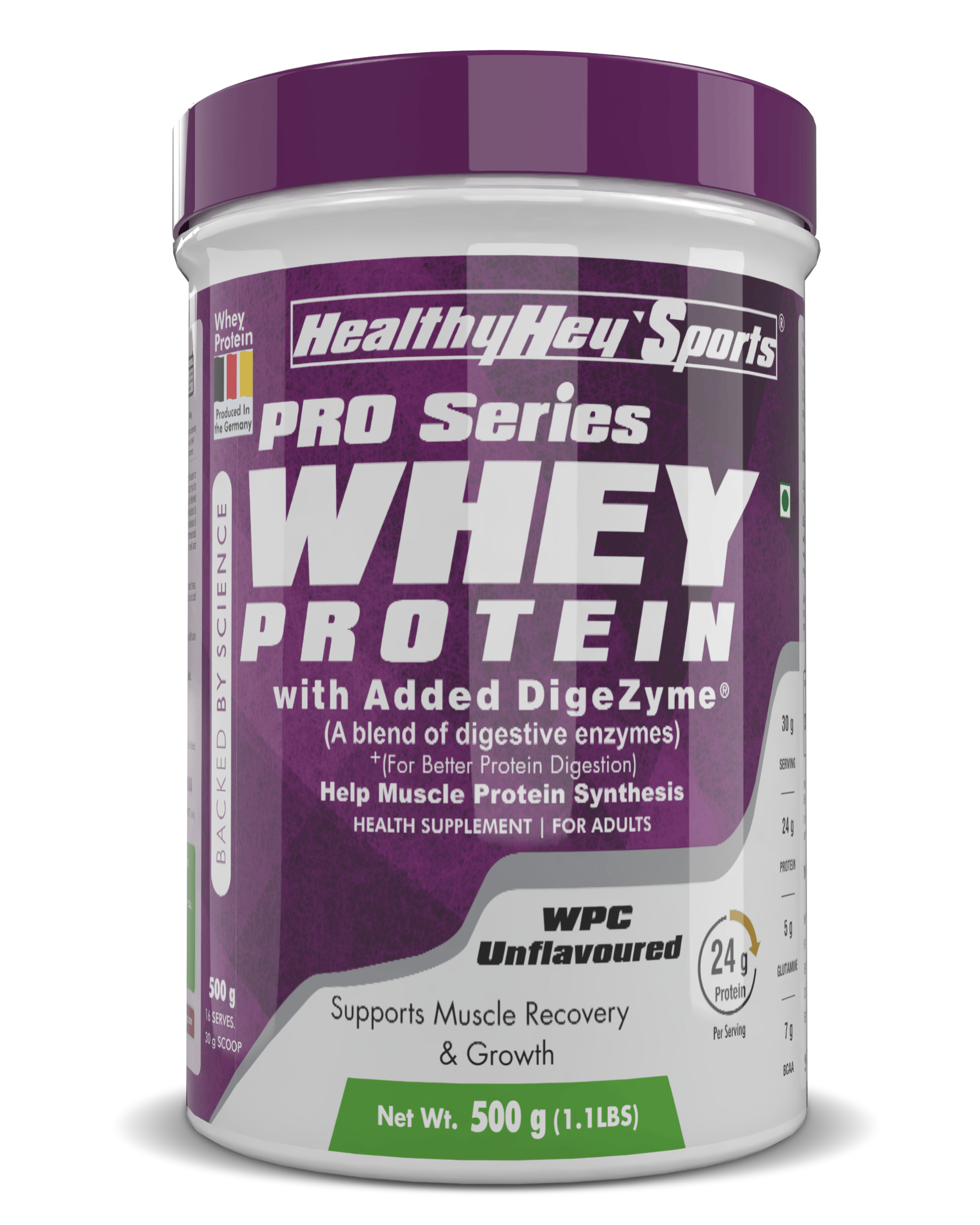 HealthyHey Nutrition Powder 500g / Unflavoured Whey Protein Concentrate - 80% Protein with Digestive Enzymes