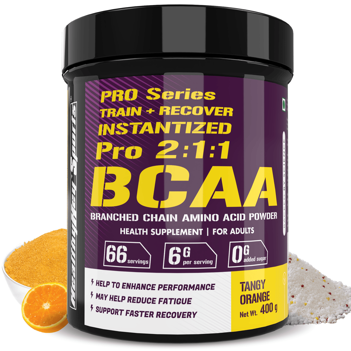 HealthyHey Nutrition Powder BCAA Powder 2:1:1, Branched Chain Amino Acids, BCAAs, Tangy Orange, 41 Servings (Tangy Orange, 250 g)