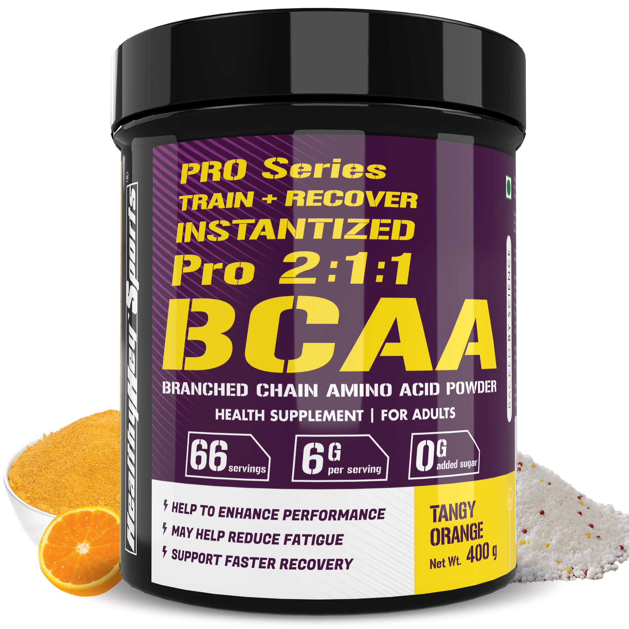 HealthyHey Nutrition Powder BCAA Powder 2:1:1, Branched Chain Amino Acids, BCAAs, Tangy Orange, 41 Servings (Tangy Orange, 250 g)