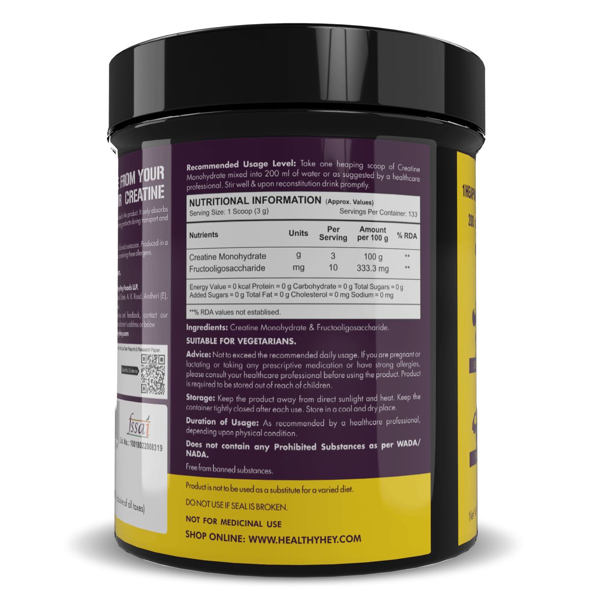 HealthyHey Nutrition Powder Creatine Monohydrate, May Improve exercise performance - Premium Quality - For Muscle Growth