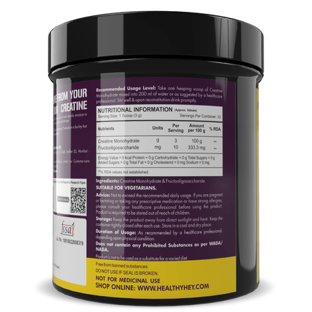 HealthyHey Nutrition Powder Creatine Monohydrate, May Improve exercise performance - Premium Quality - For Muscle Growth
