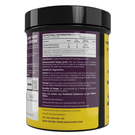 HealthyHey Nutrition Powder Creatine Monohydrate, May Improve exercise performance - Premium Quality - For Muscle Growth