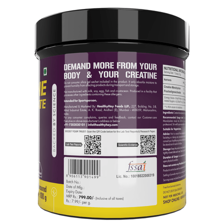 HealthyHey Nutrition Powder Creatine Monohydrate, May Improve exercise performance - Premium Quality - For Muscle Growth