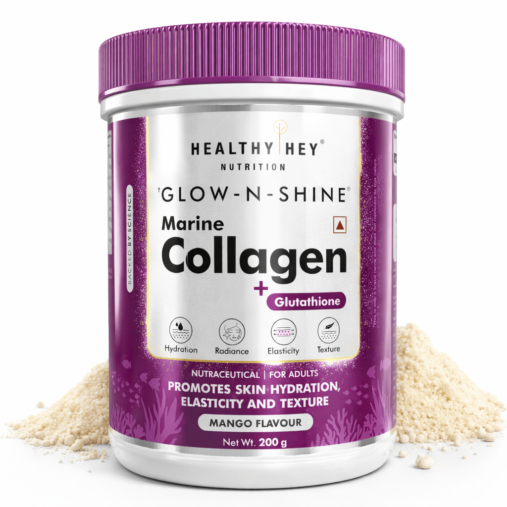 HealthyHey Nutrition Powder Glow-n-Shine® Marine Collagen + Glutathione - Mango Flavour - 200g