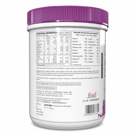 HealthyHey Nutrition Powder Glow-n-Shine Marine Collagen Peptide Powder 200g - Boost Skin, Hair & Joint Health