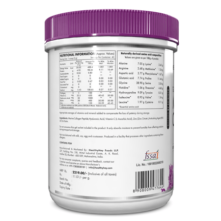 HealthyHey Nutrition Powder Glow-n-Shine Marine Collagen Peptide Powder 200g - Boost Skin, Hair & Joint Health