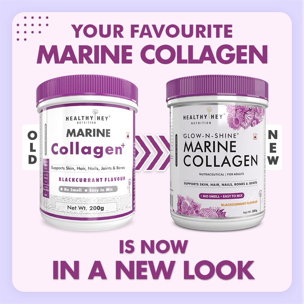 HealthyHey Nutrition Powder Glow-n-Shine Marine Collagen Peptide Powder 200g - Boost Skin, Hair & Joint Health