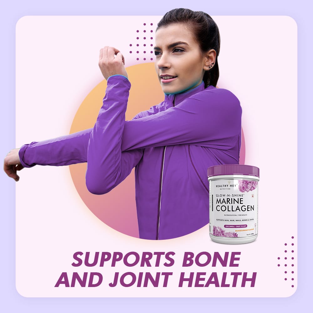 HealthyHey Nutrition Powder Glow-n-Shine Marine Collagen Peptide Powder 200g - Boost Skin, Hair & Joint Health