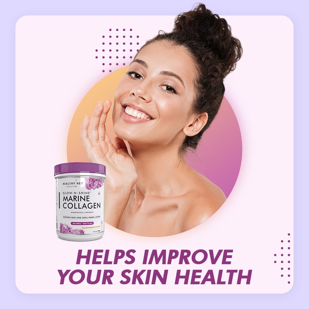 HealthyHey Nutrition Powder Glow-n-Shine Marine Collagen Peptide Powder 200g - Boost Skin, Hair & Joint Health
