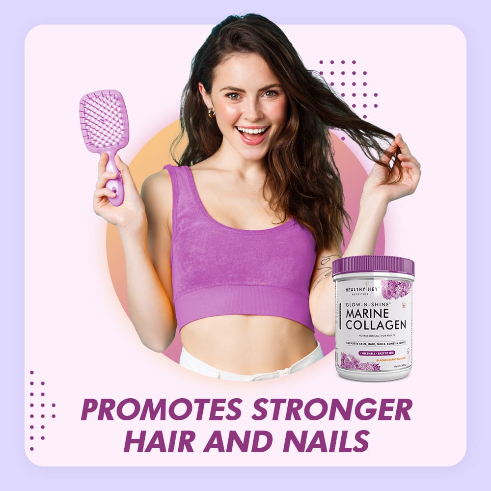 HealthyHey Nutrition Powder Glow-n-Shine Marine Collagen Peptide Powder 200g - Boost Skin, Hair & Joint Health