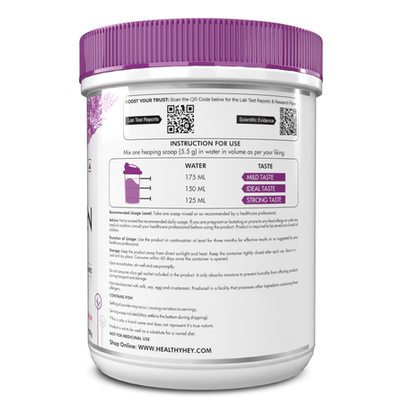 HealthyHey Nutrition Powder Glow-n-Shine Marine Collagen Peptide Powder 200g - Boost Skin, Hair & Joint Health