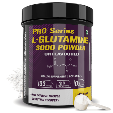 HealthyHey Nutrition Powder Glutamine Powder, Muscle Growth and Recovery - 400g - 133 Servings (Unflavoured, 400g)