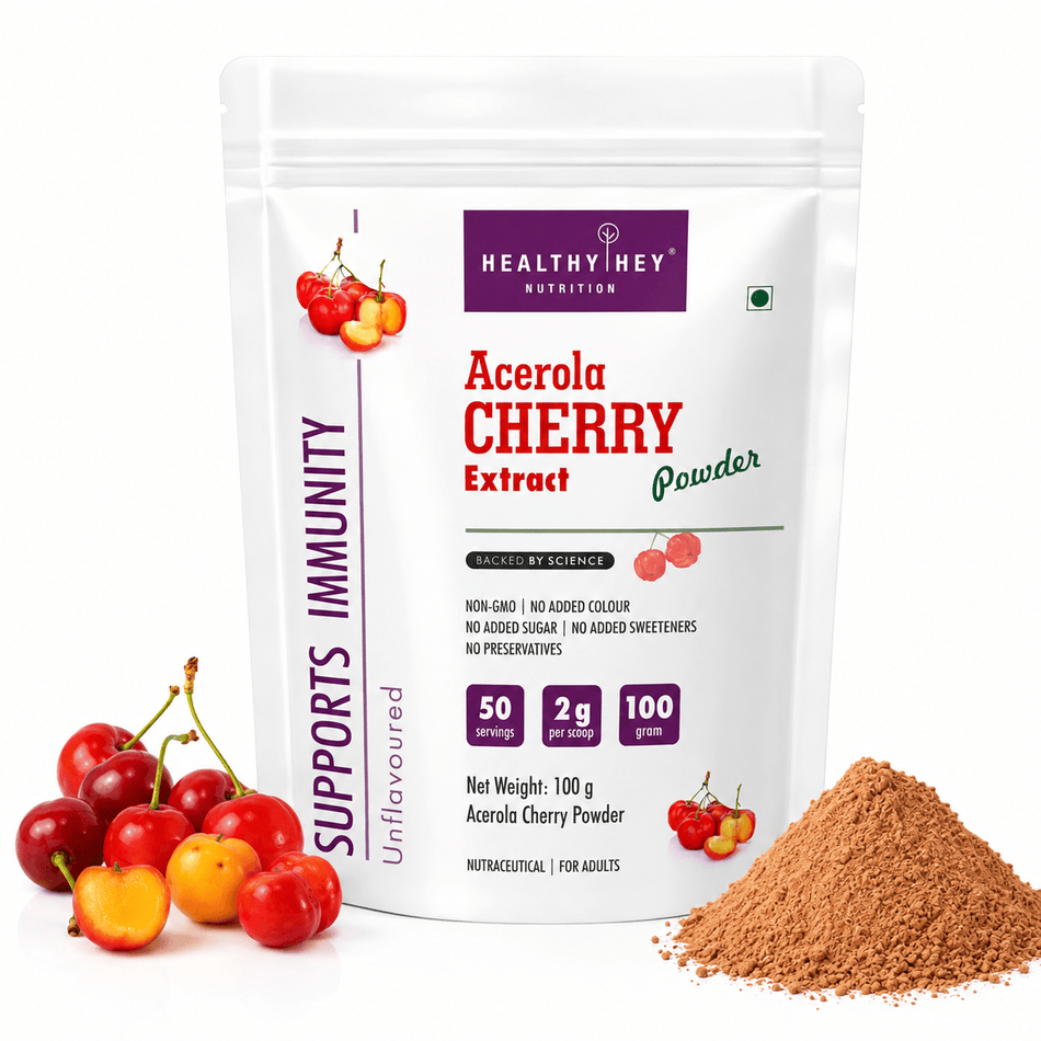 HealthyHey Nutrition Powder HealthyHey Nutrition Acerola Cherry Extract Powder - Natural Vitamin C source - Support Immunity - 100gm Powder (Unflavoured)