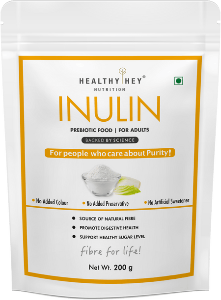 HealthyHey Nutrition Powder Inulin Powder,Source of natural fibre Prebiotic Food For Adults 200g