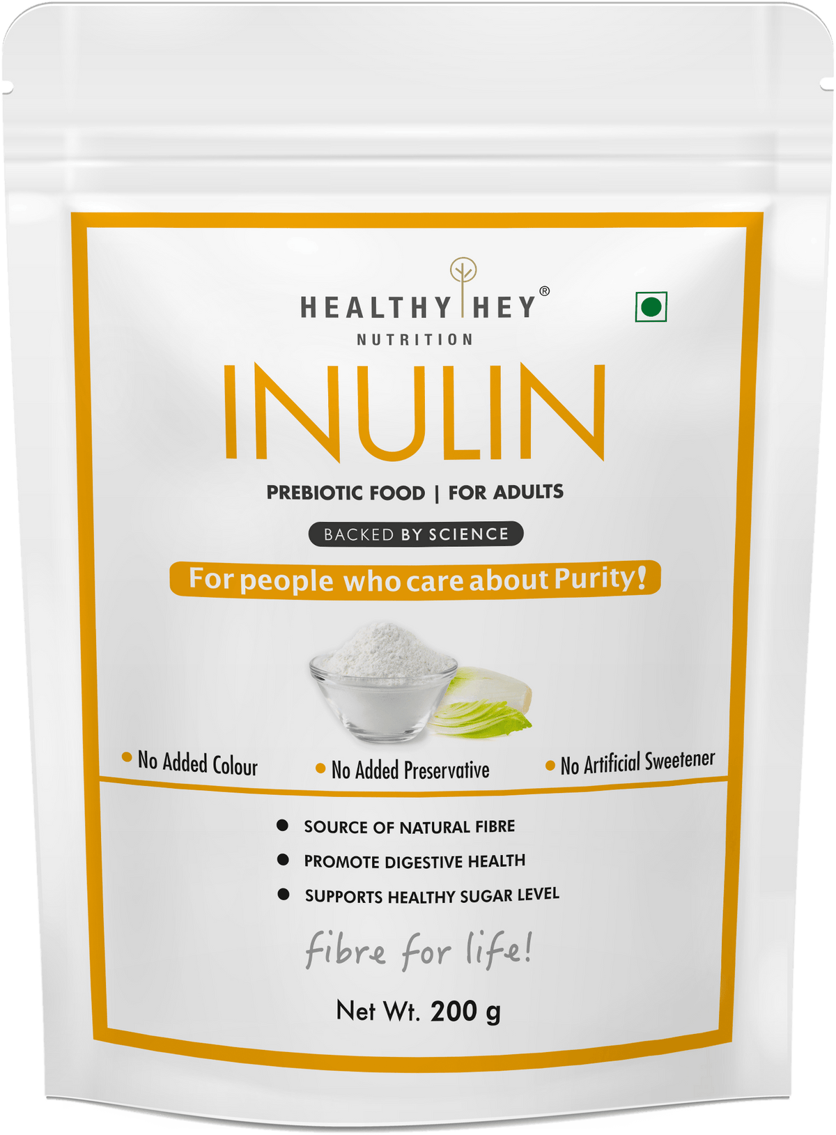 HealthyHey Nutrition Powder Inulin Powder,Source of natural fibre Prebiotic Food For Adults 200g