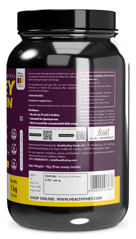 HealthyHey Nutrition Powder ISO Whey Protein - ISOReal - Sourced from Germany - 90% Protein