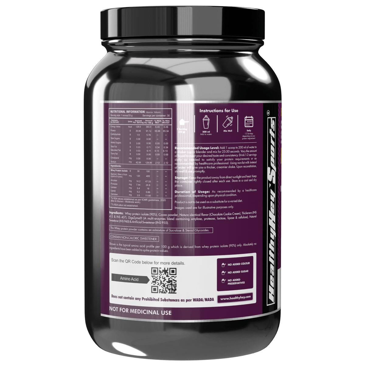 HealthyHey Nutrition Powder ISO Whey Protein - ISOReal - Sourced from Germany - 90% Protein