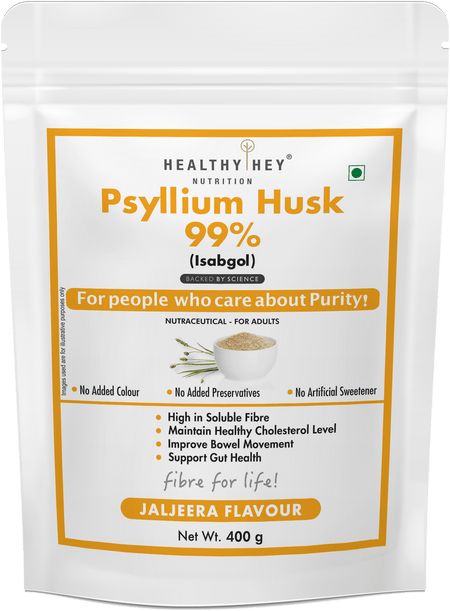 HealthyHey Nutrition Powder Jaljeera Psyllium Husk 99%, Metabolism Management - Fibre Support - 400 gram Powder