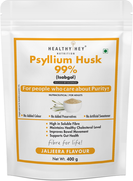 HealthyHey Nutrition Powder Jaljeera Psyllium Husk 99%, Metabolism Management - Fibre Support - 400 gram Powder