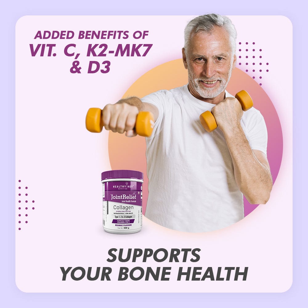 HealthyHey Nutrition Powder JointRelief Collagen Peptide Type 1, 2 & 3 - Support Joint and Cartilage Health - 200g Powder