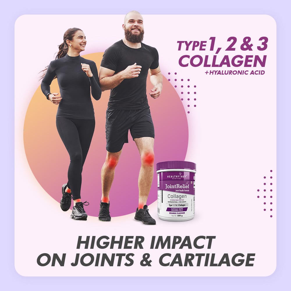 HealthyHey Nutrition Powder JointRelief Collagen Peptide Type 1, 2 & 3 - Support Joint and Cartilage Health - 200g Powder