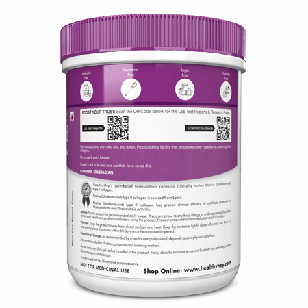 HealthyHey Nutrition Powder JointRelief Collagen Peptide Type 1, 2 & 3 - Support Joint and Cartilage Health - 200g Powder
