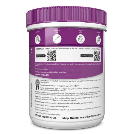 HealthyHey Nutrition Powder JointRelief Collagen Peptide Type 1, 2 & 3 - Support Joint and Cartilage Health - 200g Powder