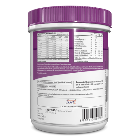 HealthyHey Nutrition Powder JointRelief Collagen Peptide Type 1, 2 & 3 - Support Joint and Cartilage Health - 200g Powder