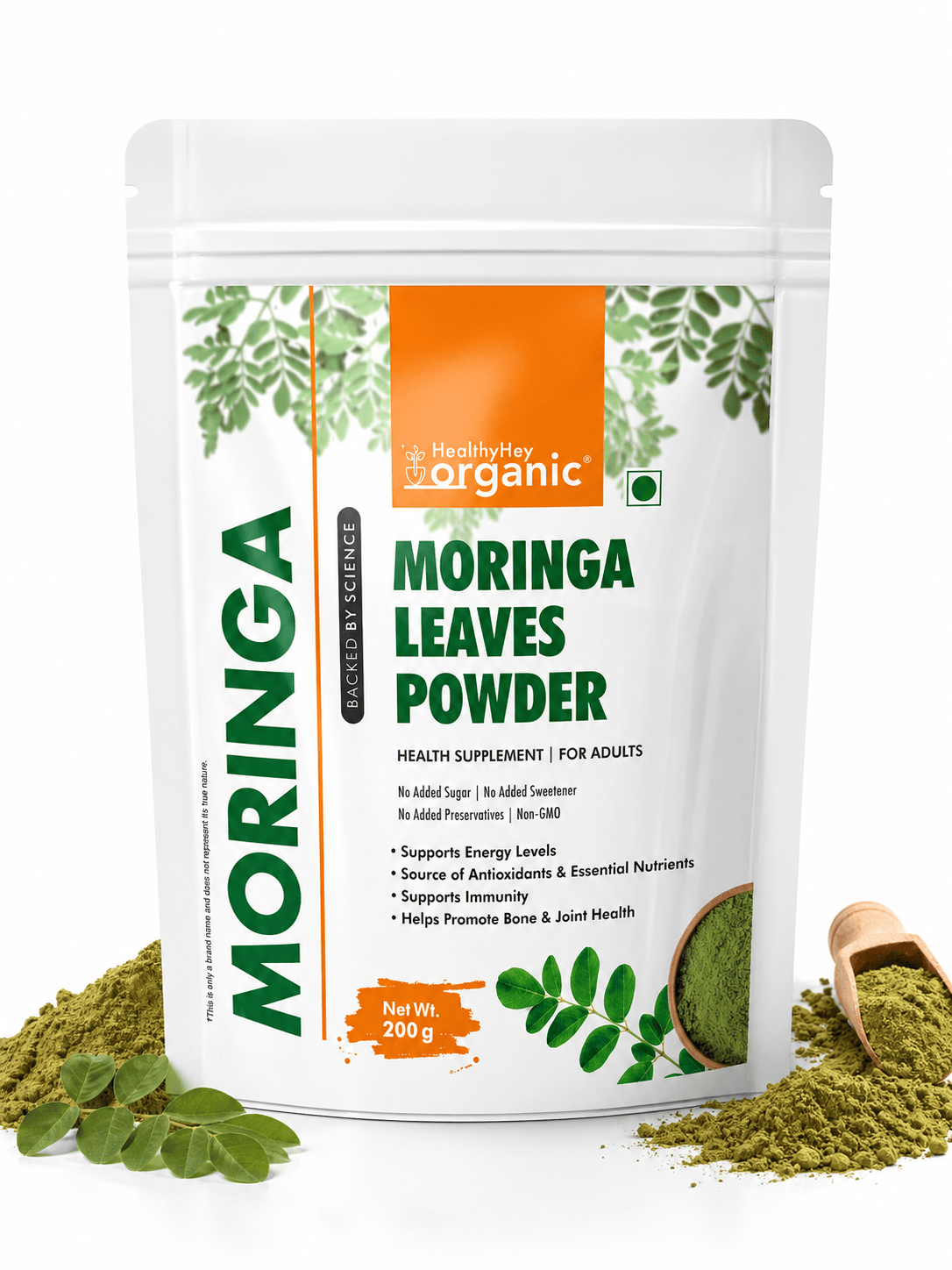 HealthyHey Nutrition Powder Moringa Leaves Powder Support Energy Levels 200g
