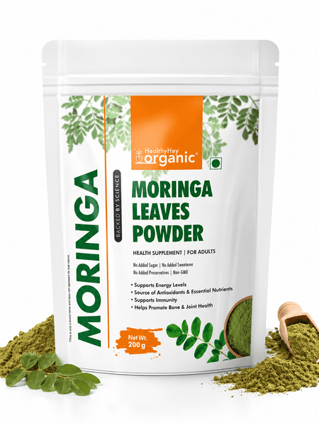 HealthyHey Nutrition Powder Moringa Leaves Powder Support Energy Levels 200g